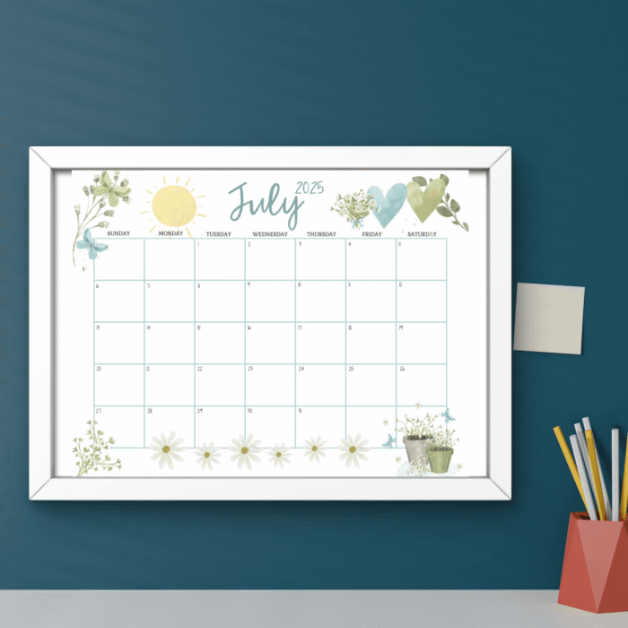 July 2025 Daisies Calendar ? Printable PDF with Daisies - Image 6