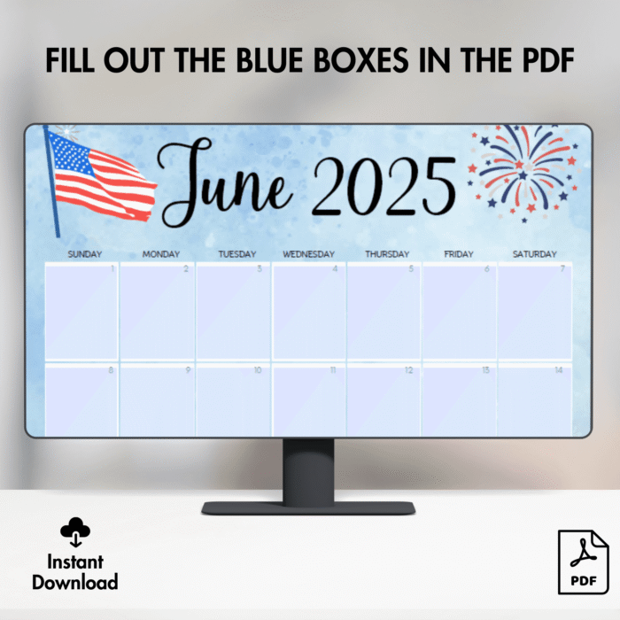 June 2025 Patriotic Printable Calendar ? 4th of July Theme - Image 5