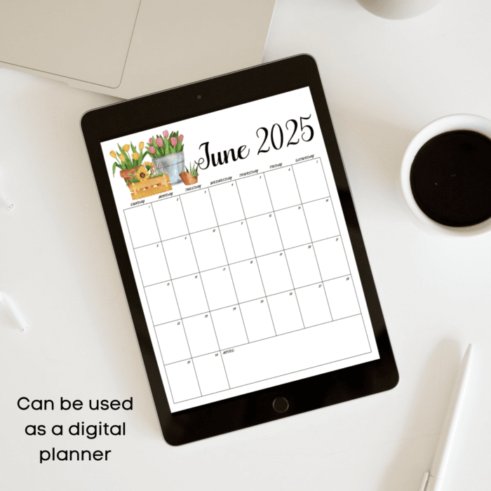 June 2025 Garden Theme Printable Calendar ? Minimal Style - Image 6