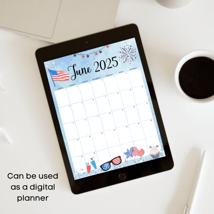 June 2025 Patriotic Printable Calendar ? 4th of July Theme - Image 3