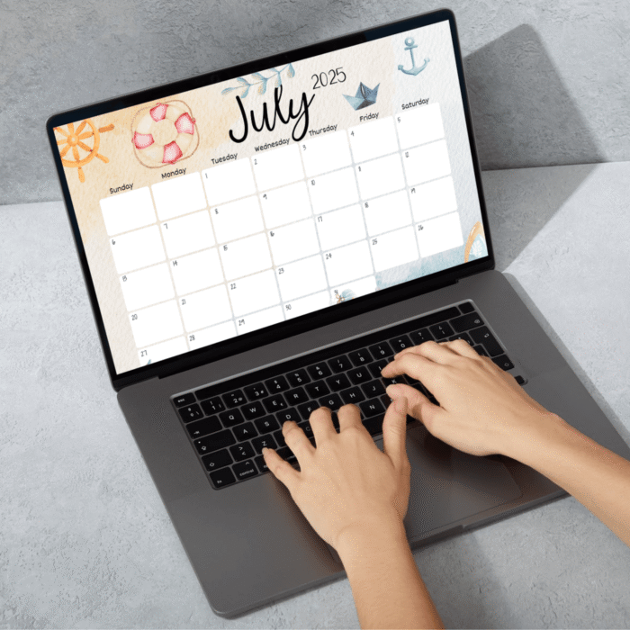 July 2025 Beach Theme Calendar Printable ? Fillable Summer PDF for Ocean Lovers - Image 4