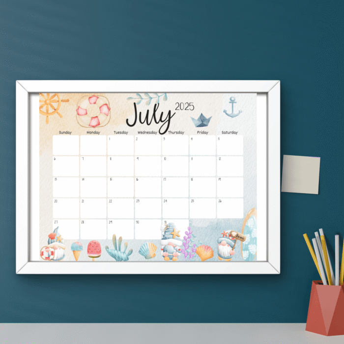 July 2025 Beach Theme Calendar Printable ? Fillable Summer PDF for Ocean Lovers - Image 5