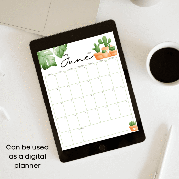 June 2025 Cactus Printable Calendar - Image 4