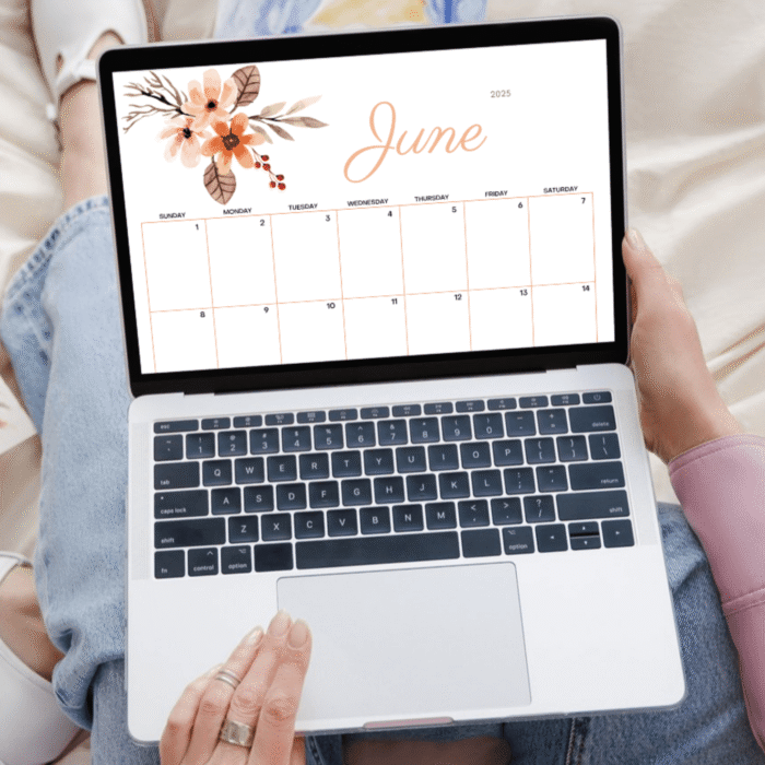 June 2025 Neutral Floral Printable Calendar - Image 4