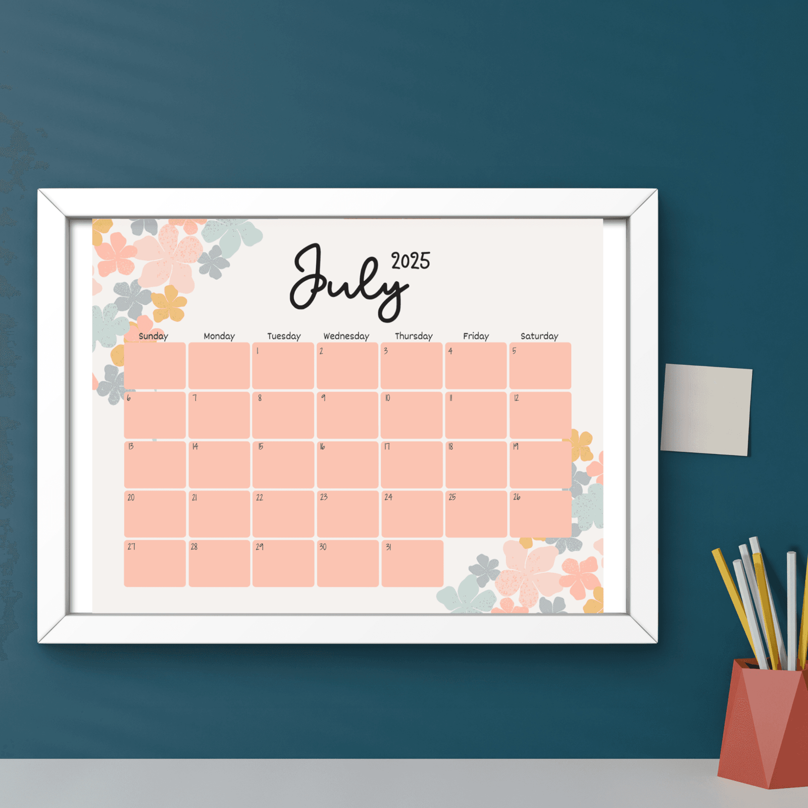 July 2025 Printable Calendar ? Floral Theme - Image 6
