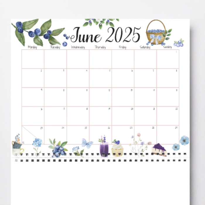 June 2025 Blueberry Calendar ? Printable Fillable PDF - Image 3
