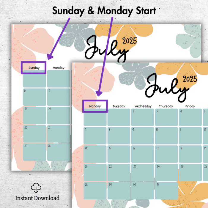 Boho Editable July 2025 Calendar ? Printable Monthly PDF Planner ? Aesthetic Fillable Schedule - Image 2