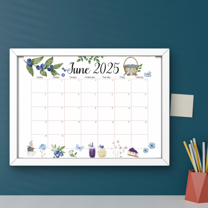 June 2025 Blueberry Calendar ? Printable Fillable PDF - Image 6