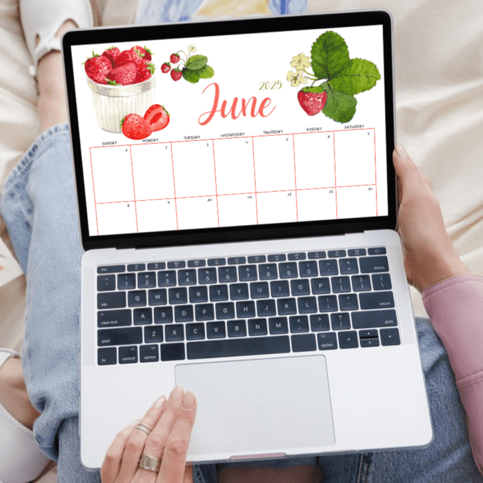 June 2025 Strawberry Printable Calendar ? Fillable PDF - Image 4