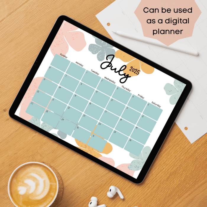 Boho Editable July 2025 Calendar ? Printable Monthly PDF Planner ? Aesthetic Fillable Schedule - Image 3