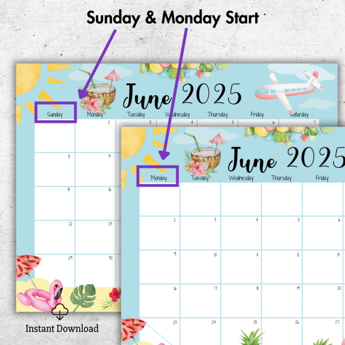 Summer Theme June 2025 Printable Calendar - Image 2