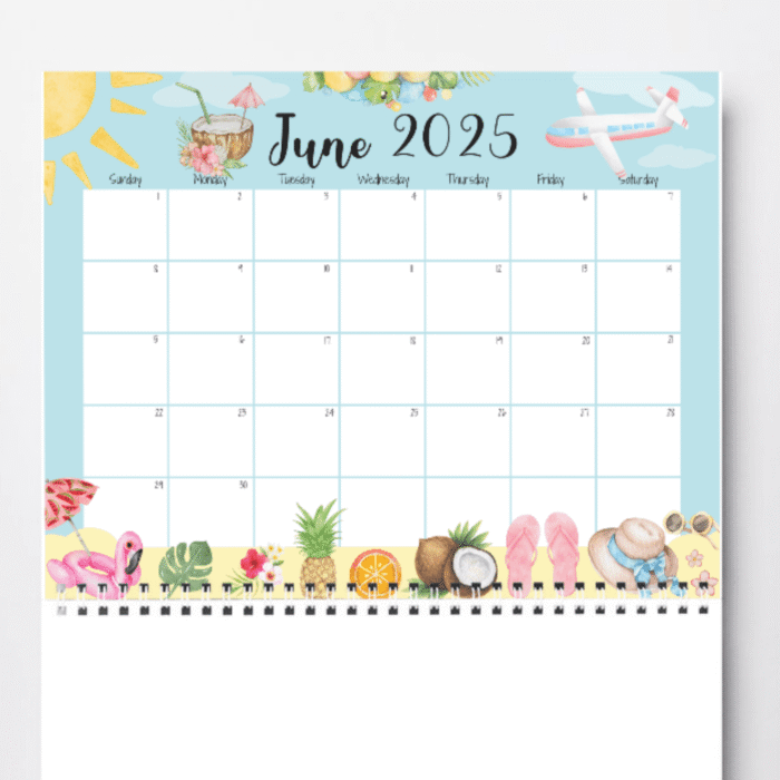 Summer Theme June 2025 Printable Calendar - Image 6