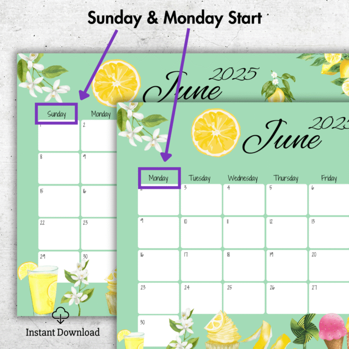 June 2025 Summer Treats Printable Calendar - Image 2