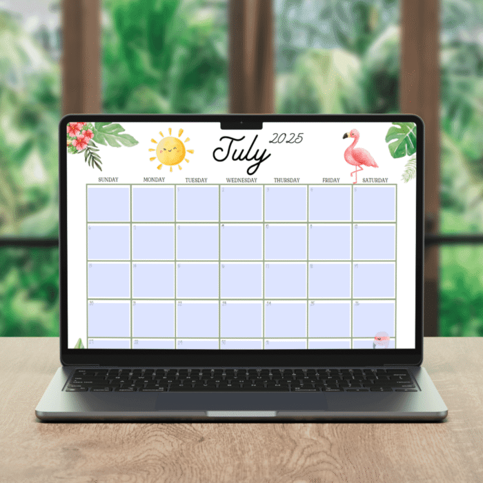 July 2025 Summer Flamingo Calendar PDF ? Cute Tropical Printable Planner - Image 4
