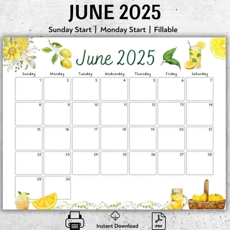 June 2025 Lemon Calendar