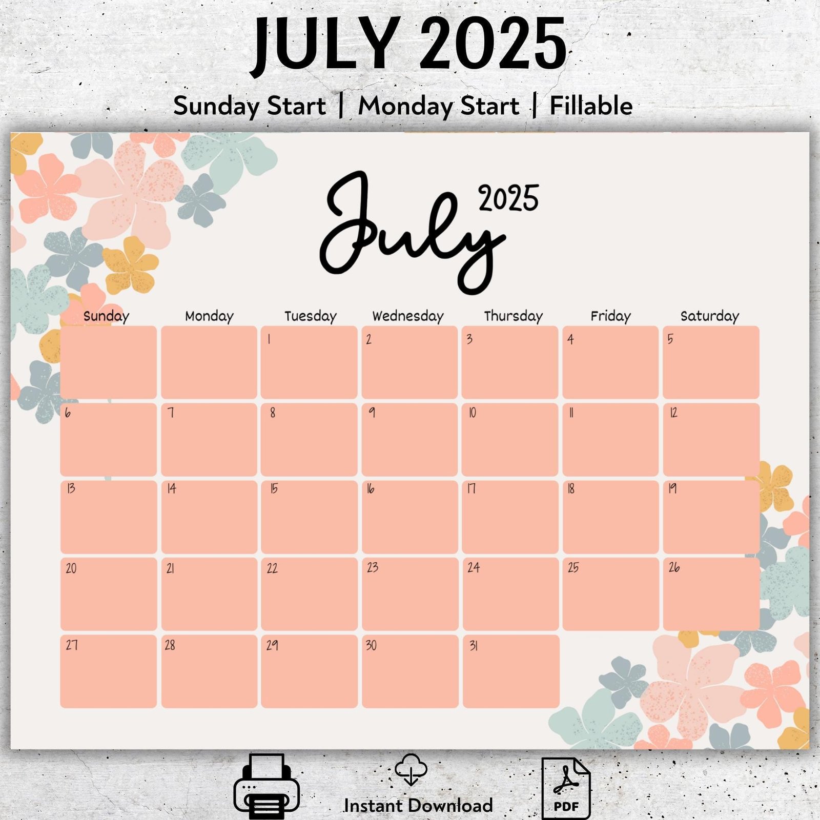 July 2025 Printable Calendar