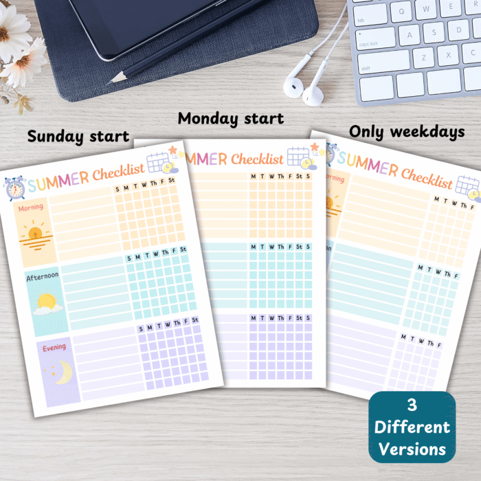 Editable Summer Checklist for Kids ? Morning, Afternoon & Evening Routine | A4 & US Letter PDF - Image 3