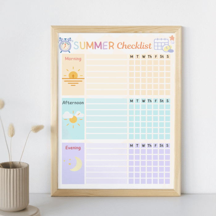 Editable Summer Checklist for Kids ? Morning, Afternoon & Evening Routine | A4 & US Letter PDF - Image 7