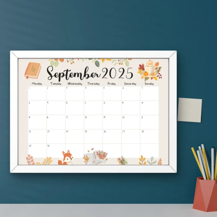 September 2025 Calendar Fall Theme | Cute Autumn Printable - Image 5