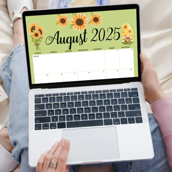 Sunflower August 2025 Calendar ? Fillable & Printable PDF - Image 2