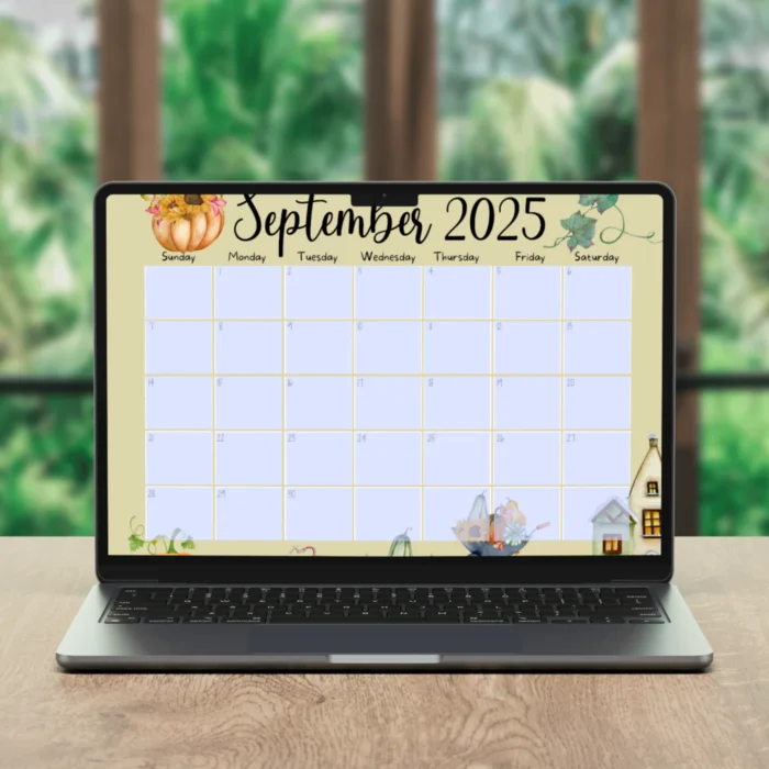 Pumpkins Theme September 2025 Calendar â€“ Editable & Printable Fall PDF in US Letter size with Sunday and MondayÂ startÂ versions.
