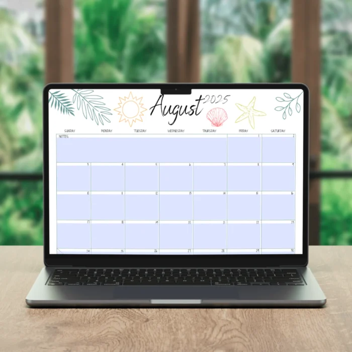 August 2025 Fillable Calendar â€“ Printable PDF with Sunday and Monday Start