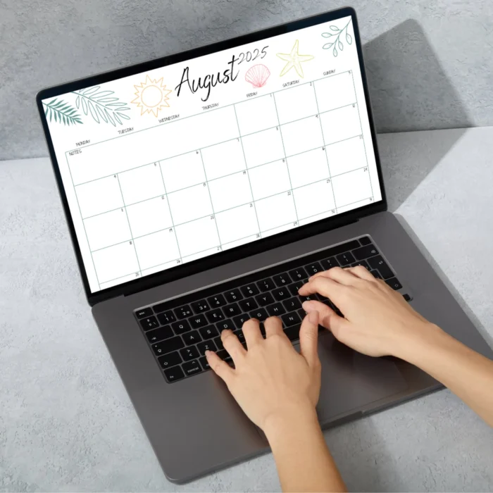 August 2025 Fillable Calendar â€“ Printable PDF with Sunday and Monday Start