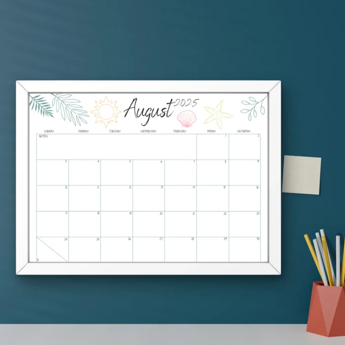 August 2025 Fillable Calendar â€“ Printable PDF with Sunday and Monday Start