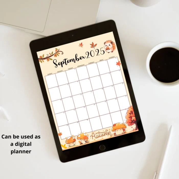 Autumn Theme September 2025 Calendar ? Fillable & Printable Fall PDF - Image 6