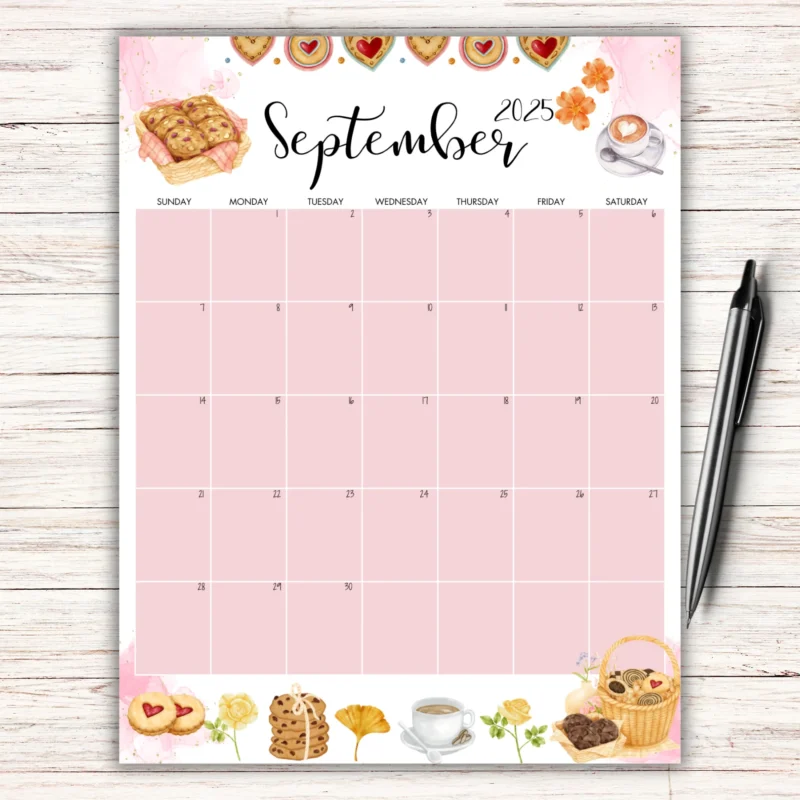 September 2025 Cookie Theme Calendar