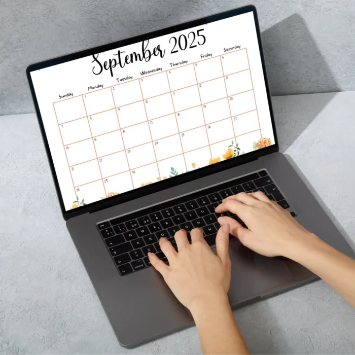 Printable September 2025 Calendar with Autumn Flowers