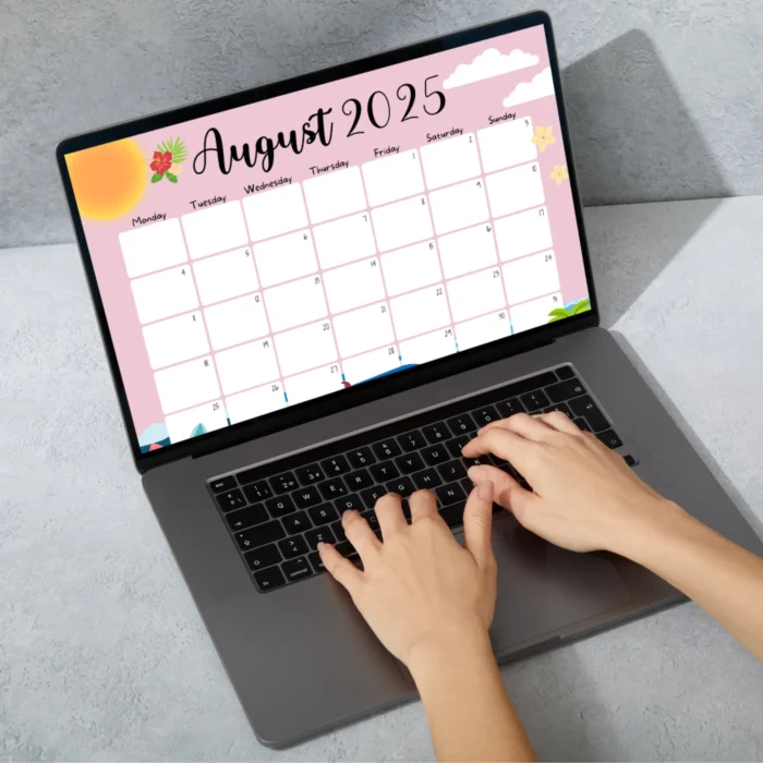 Beach Theme August 2025 Calendar ? Printable & Fillable PDF - Image 4