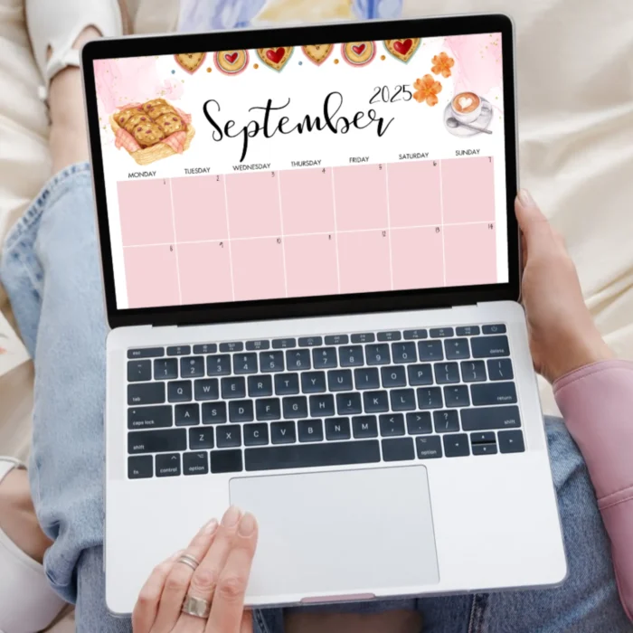 Digital Calendar on Laptop â€“ September 2025 Cookie Style