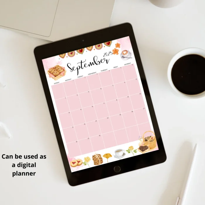September 2025 Calendar used as Digital Planner on Tablet