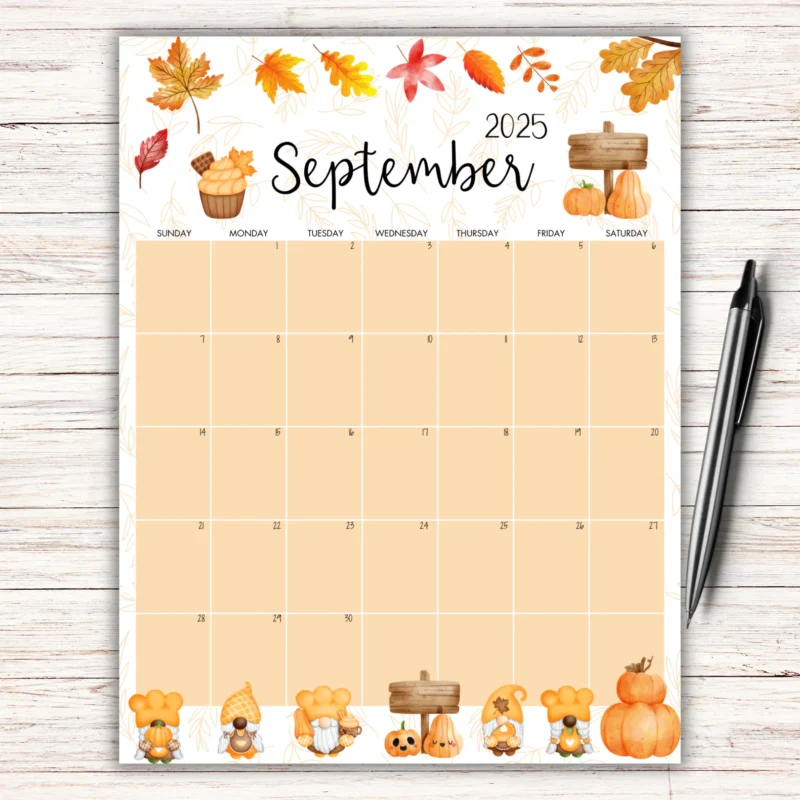September 2025 Kids Homework Calendar â€“ Sunday Start â€“ Printable PDF Format