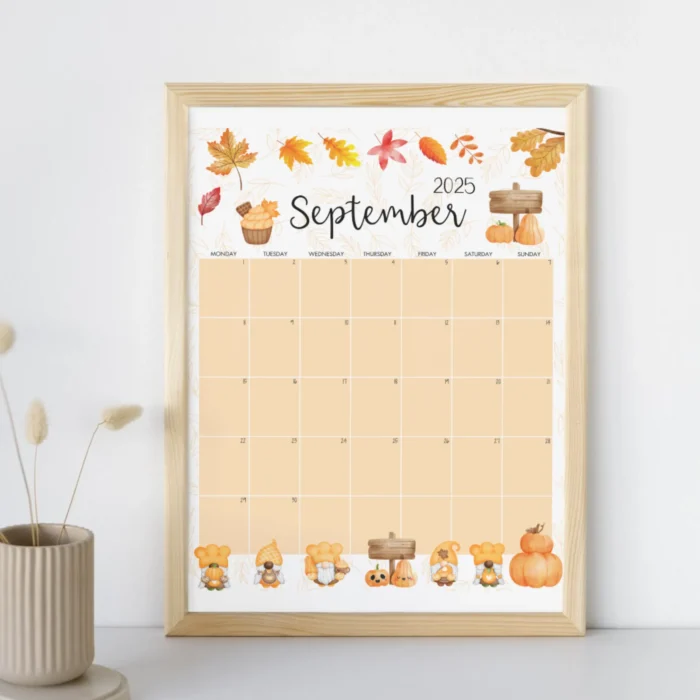 Full View of Homework Chart with School-Themed Illustrations â€“ September 2025