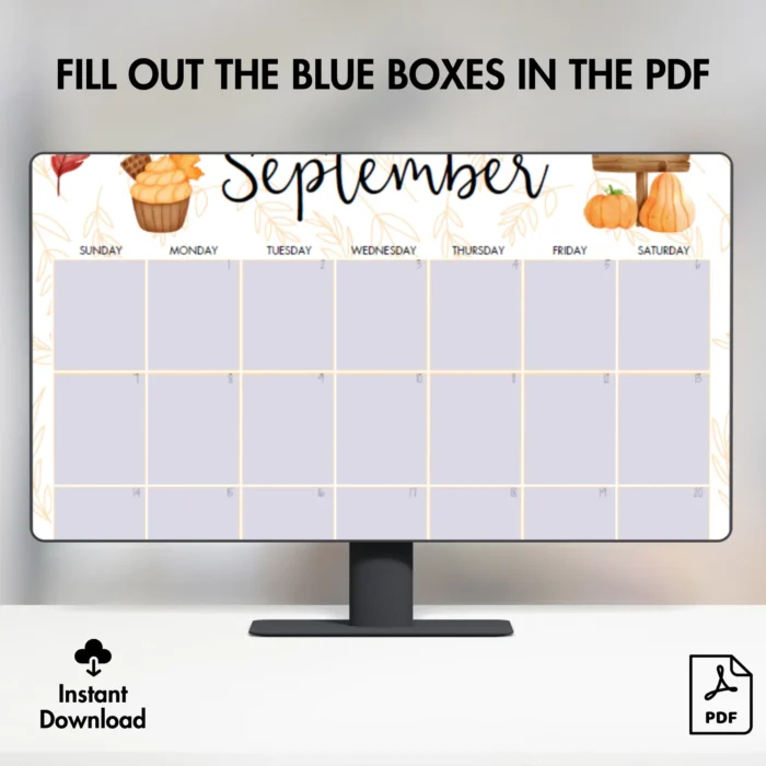 Close-up View of Fillable Calendar Boxes for Kidsâ€™ Assignments