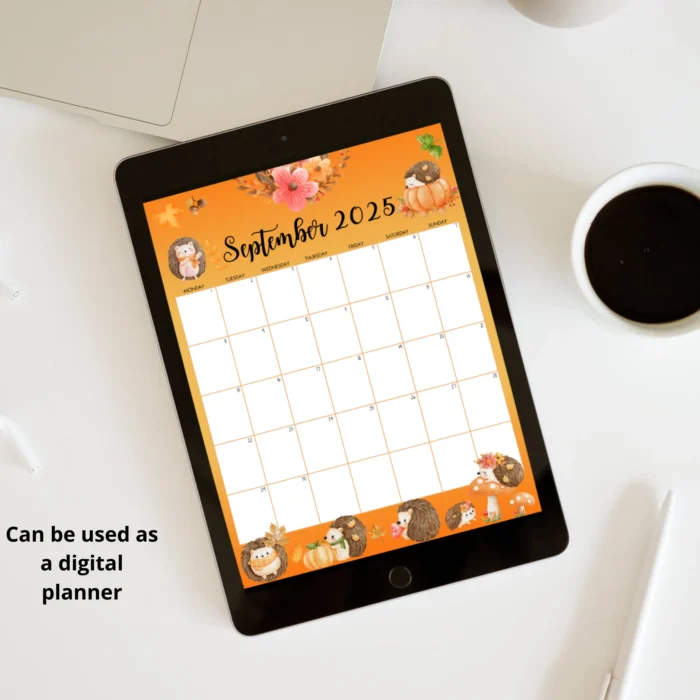 Academic September 2025 Calendar on the tablet screen