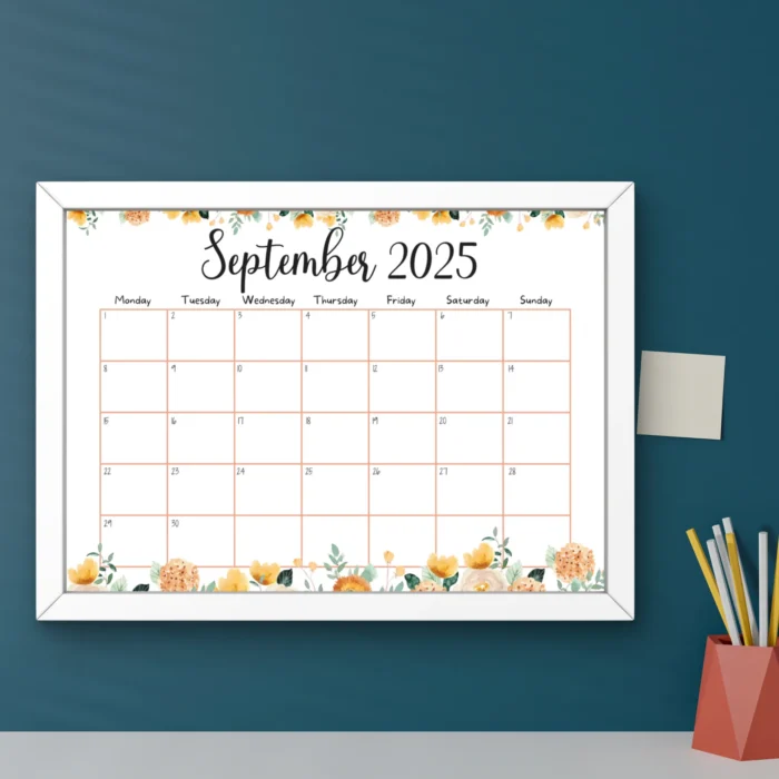 US Letter Size September 2025 Monthly Calendar PDF Wall Calendar