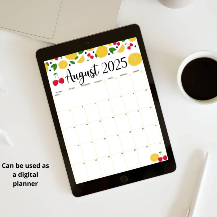 Colorful August 2025 Calendar Printable â€“ compatible the tablet