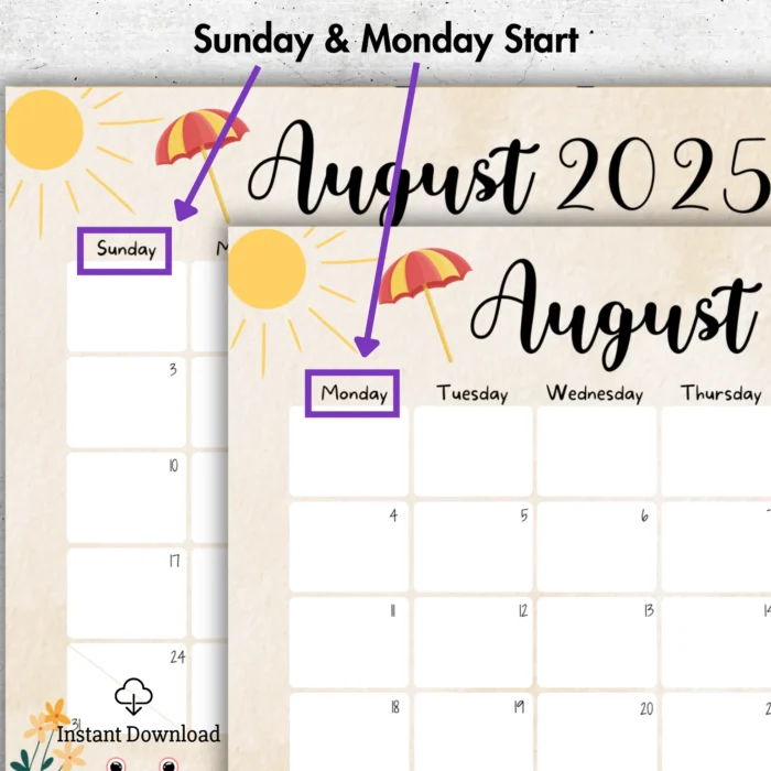 Fun Summer August 2025 Calendar ? Fillable & Printable PDF - Image 2
