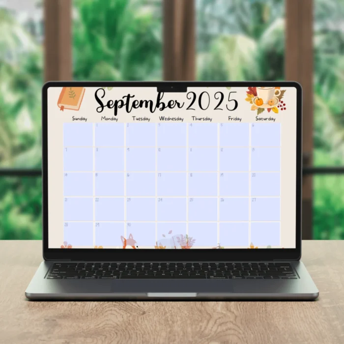 "Editable September 2025 Calendar with Fall Theme â€“ Fillable PDF in Sunday and Monday start formats featuring autumnÂ illustrations"
