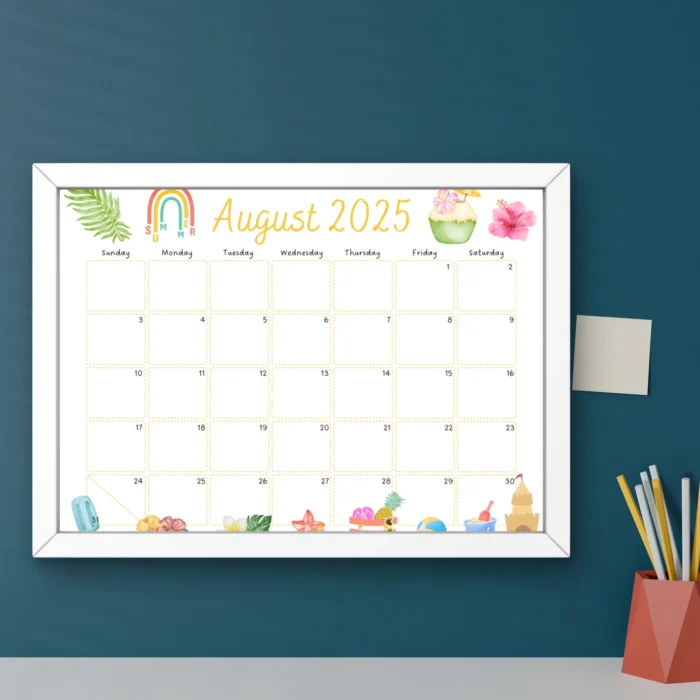 August 2025 Calendar Template Printable ? Fillable PDF with Sunday & Monday Start - Image 5