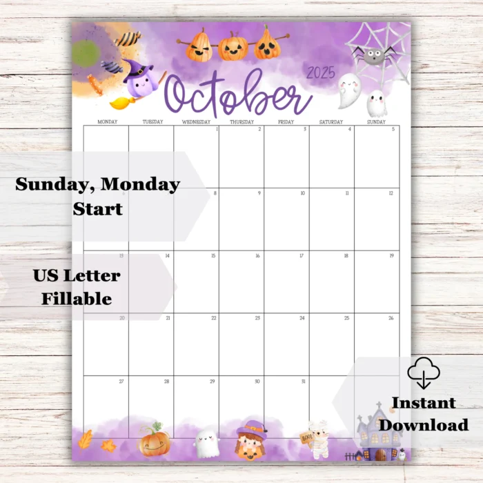 October 2025 Halloween Calendar
