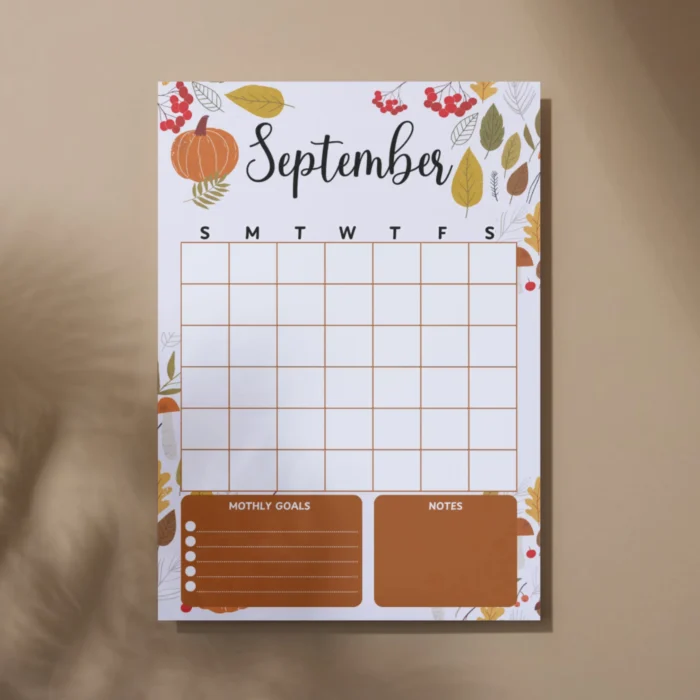 September Cozy Fall Printable Planner â€“ Monthly Calendar Layout