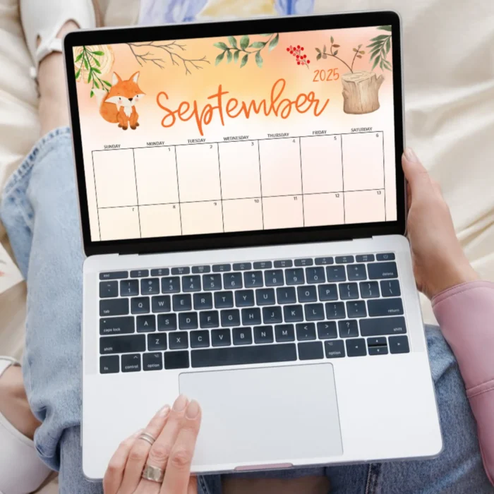 Woodland Fox September 2025 Calendar â€“ Printable Monthly Planner